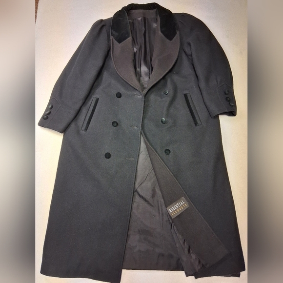 Essential Elements Jackets & Blazers - Vintage Essential Elements Wool Chesterfield Overcoat - Black Velvet Collar